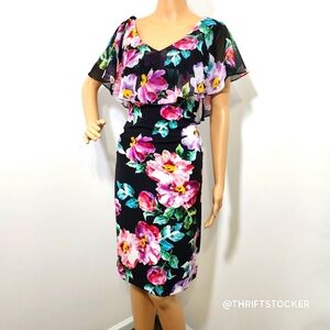 Floral Black Dress Size 10